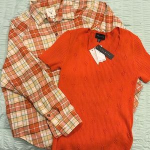 *TWO FOR ONE*  Flannel button down & NWT Premise sweater. Selling as a set.
